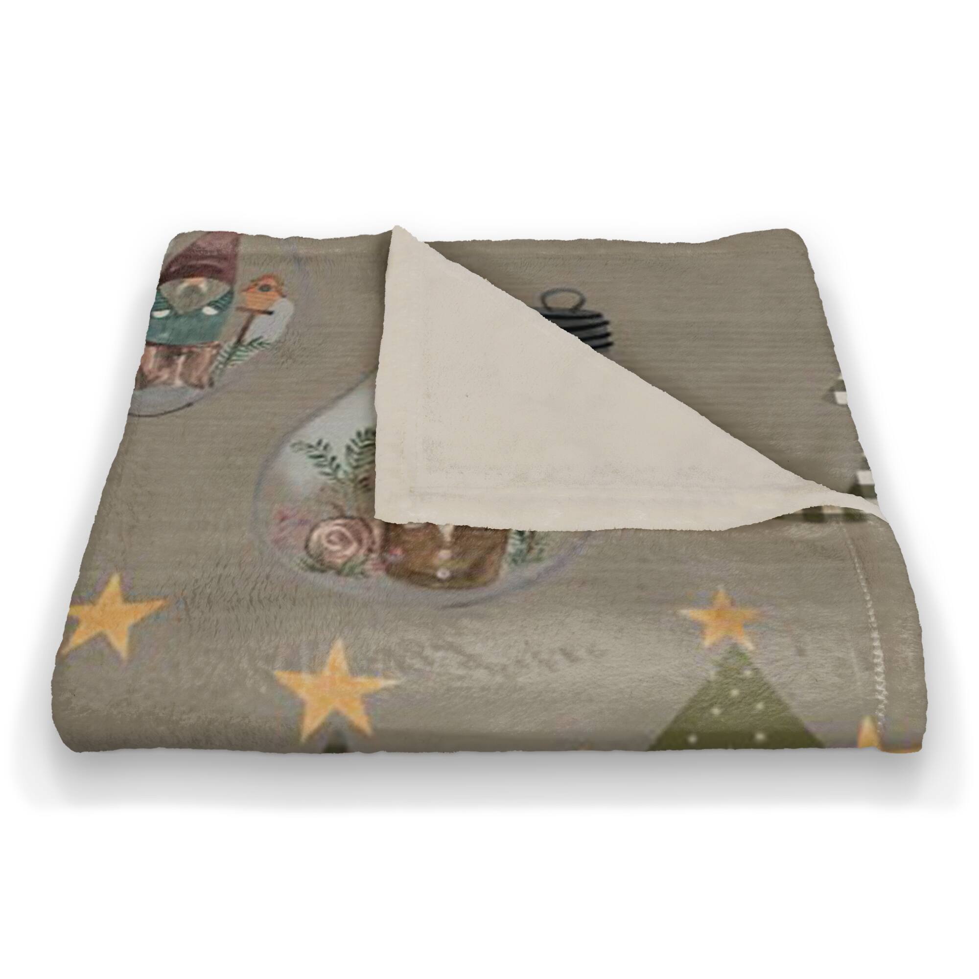 Tree & Globe Pattern Coral Fleece Blanket